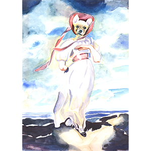 Fantasy Art Painting titled Gifl In Pink. Click on the image to see a full frame image and a more extensive description